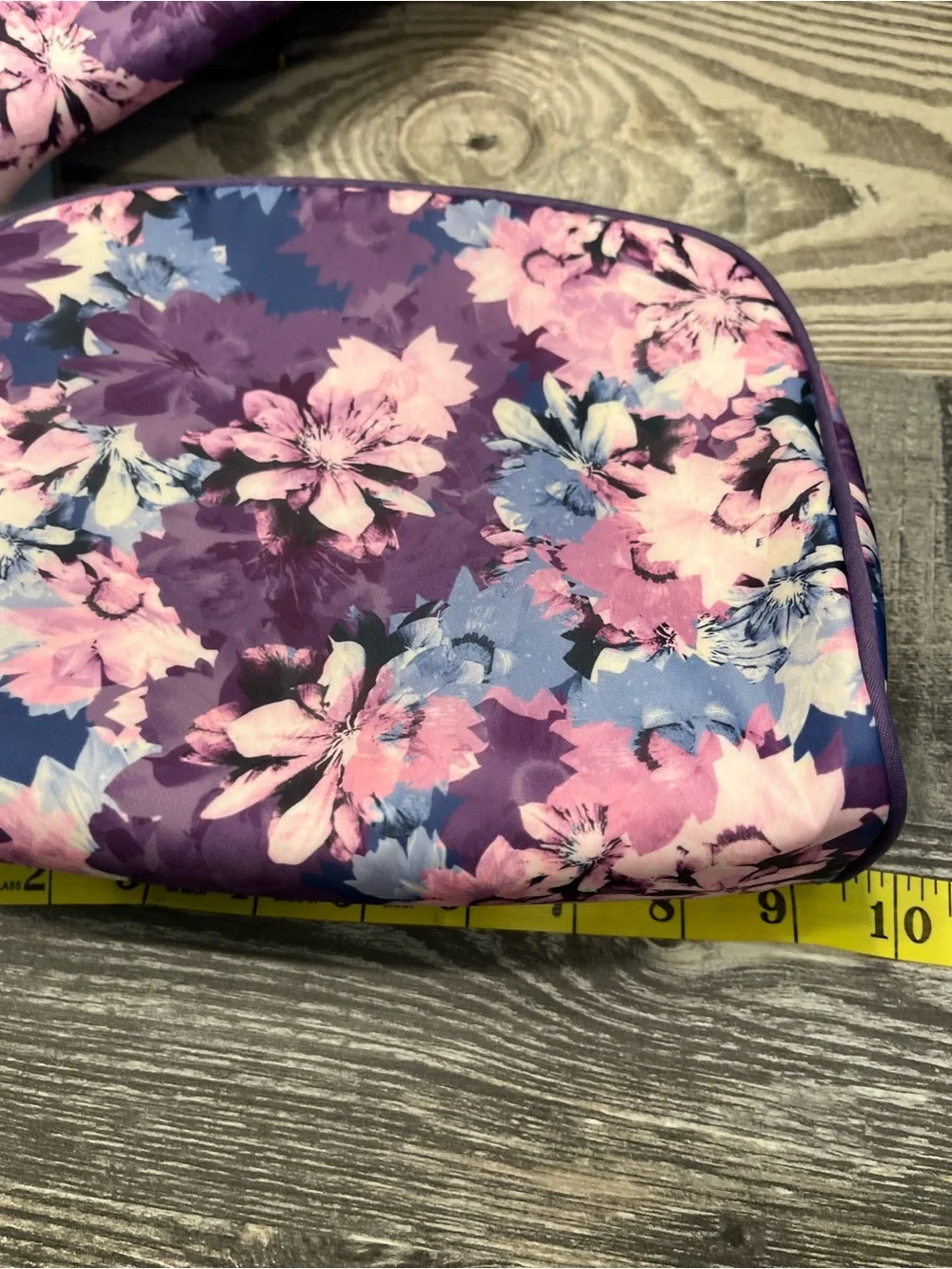 Ellen Tracy Purple Floral Cosmetic Bag Trio